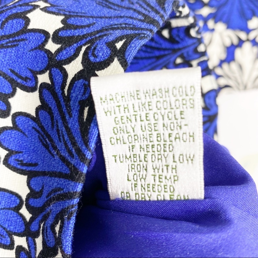 NEW Donna Morgan Cobalt Blue Ivory Multi Print Sheath Dress 4 - Picture 12 of 13